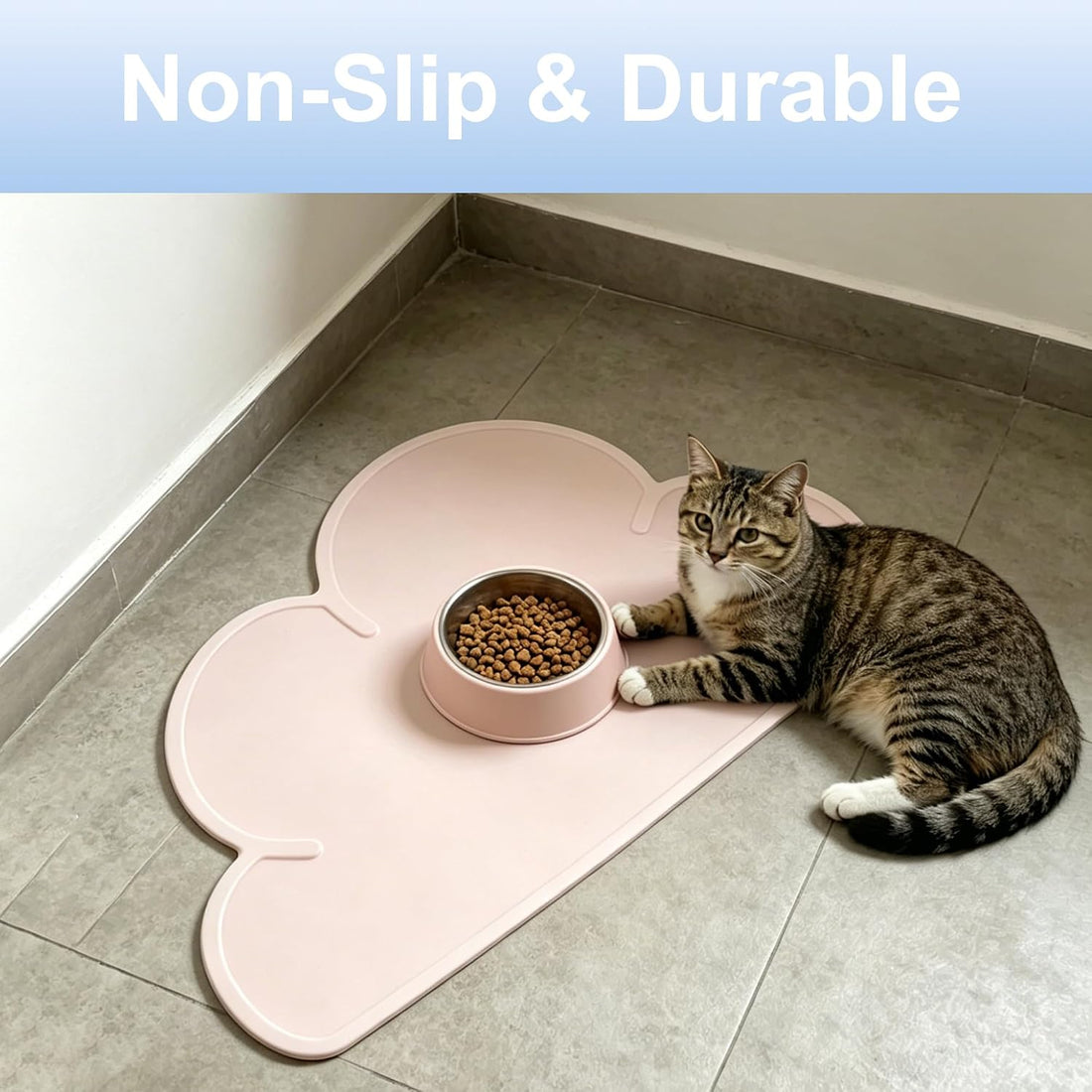 Cat & Dog Food Mat Silicone Pet Feeding Mat with Raised Edges