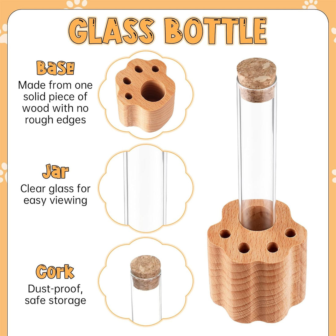 Cat Whisker Jar Mini Whisker Vase Glass Whiskers Holder Transparent