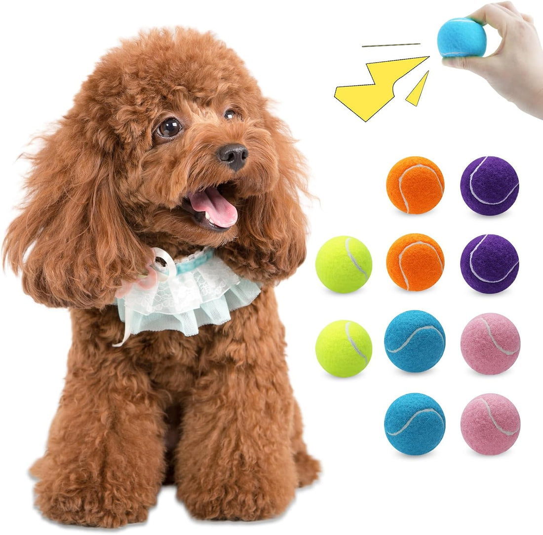 Magicorange 10 Pack Squeaky Mini Tennis Balls, 1.5 inch Small Dog Ball