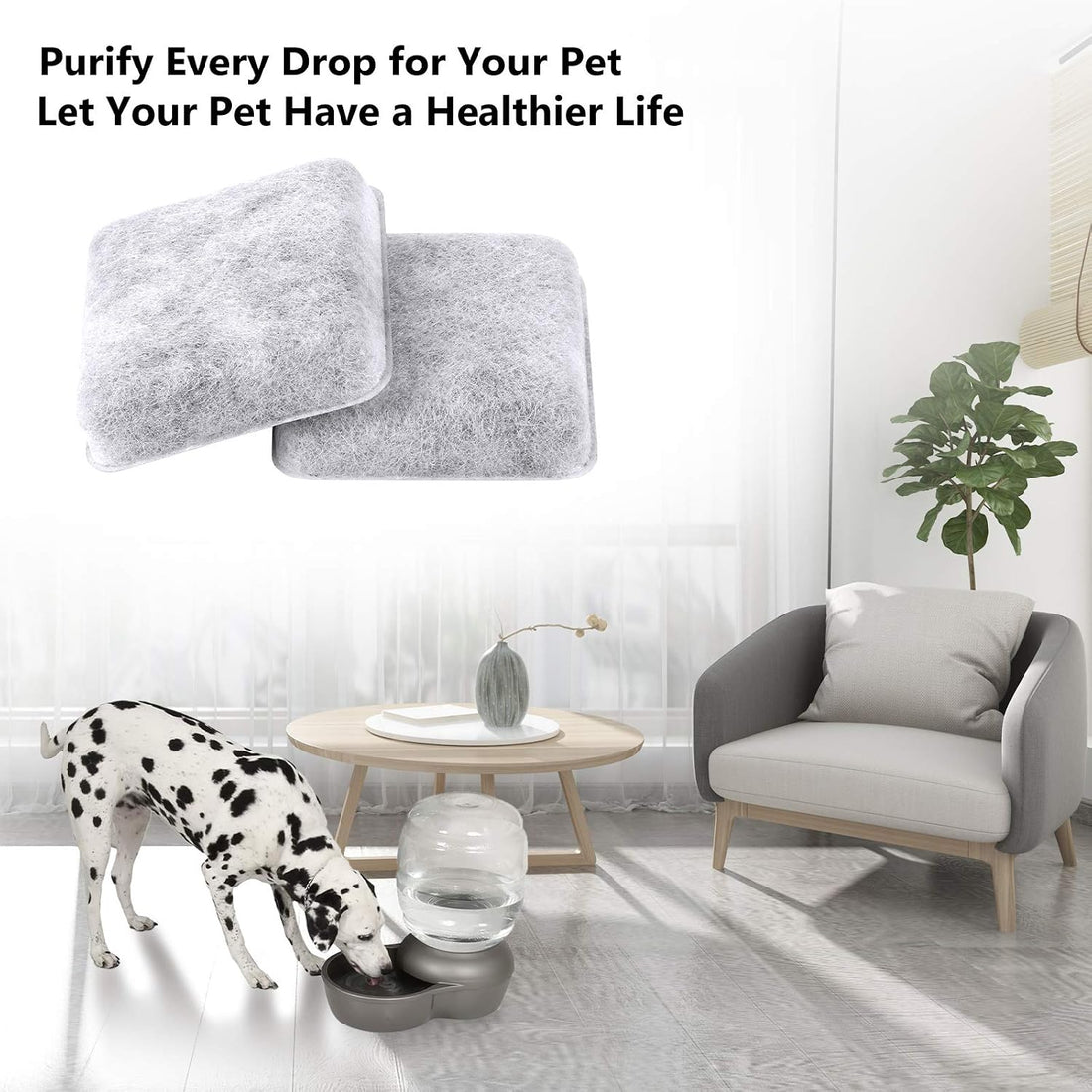 Dog Water Filter Replacement Compatible with Petmate Bowl Filters
