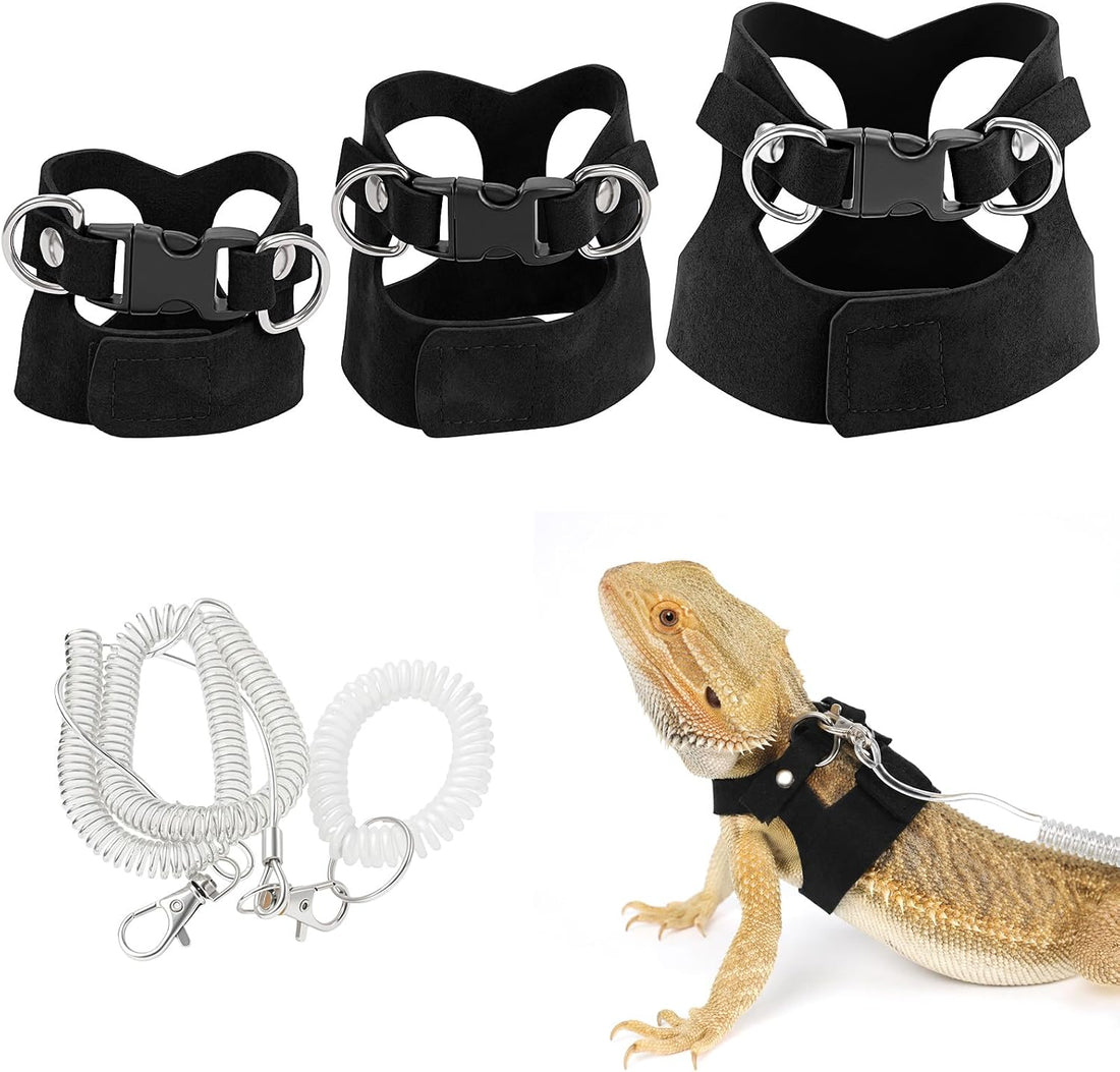 Yuanchu 3 Pack Adjustable Bearded Dragon Harness and Leash Set