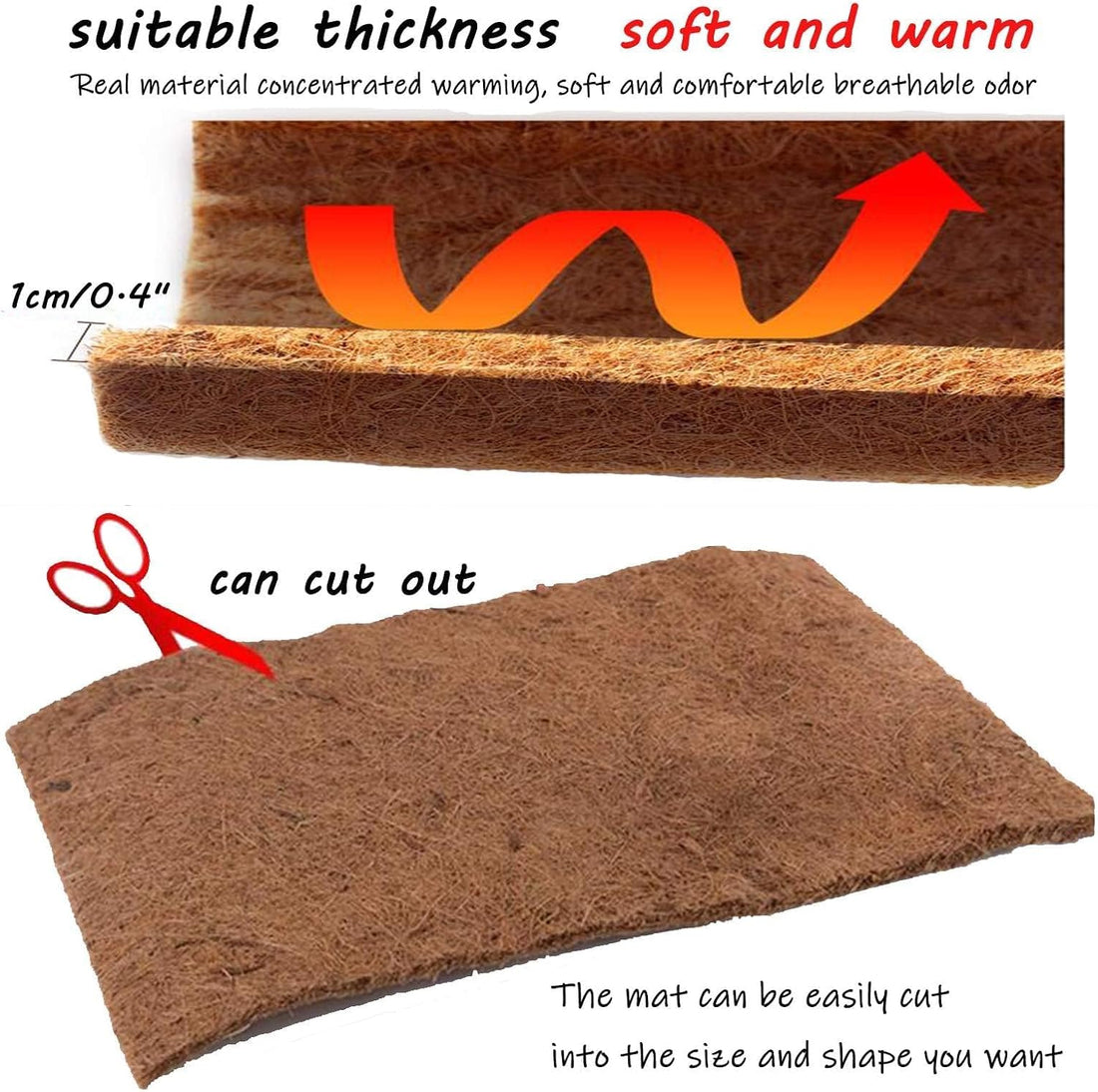 Hamiledyi Reptile Carpet Natural Coconut Fiber Tortoise Carpet Mats