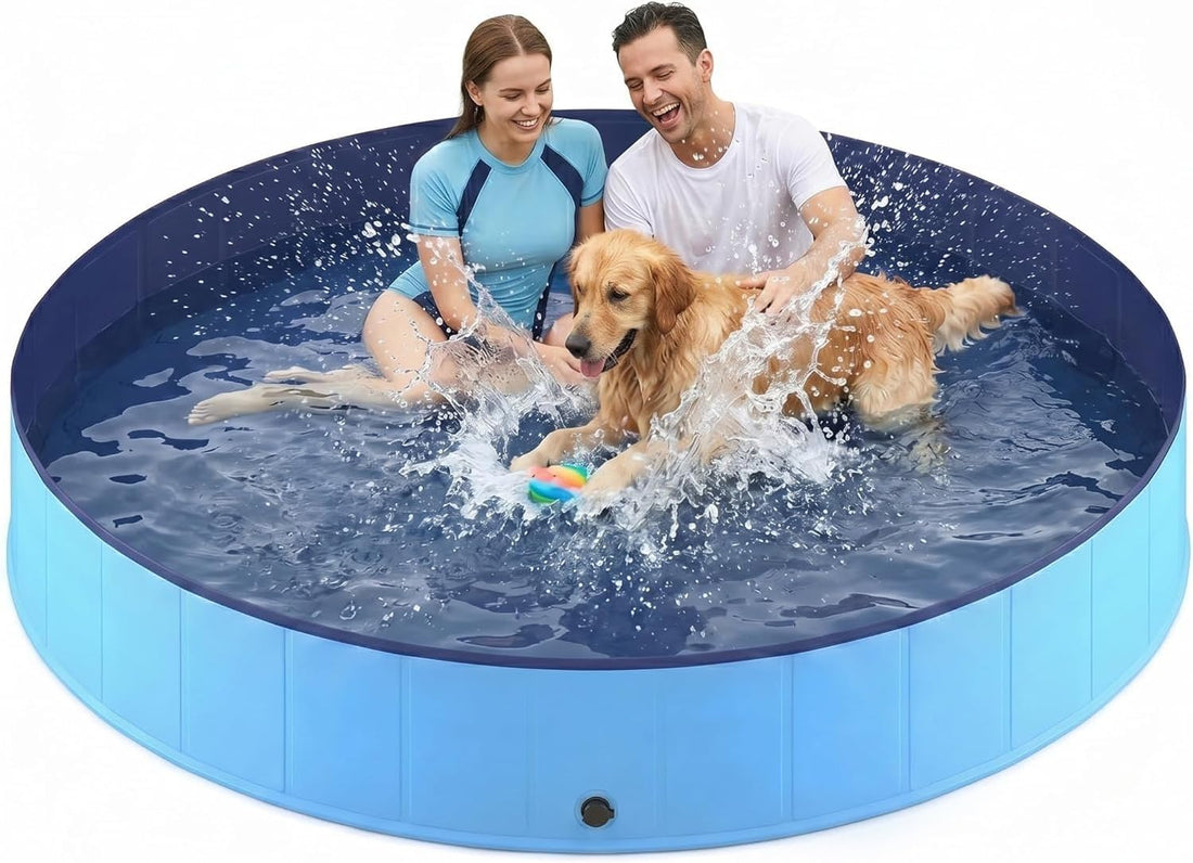 Foldable Dog Pool, Collapsible Dog Swimming Pool 72"x12" Blue