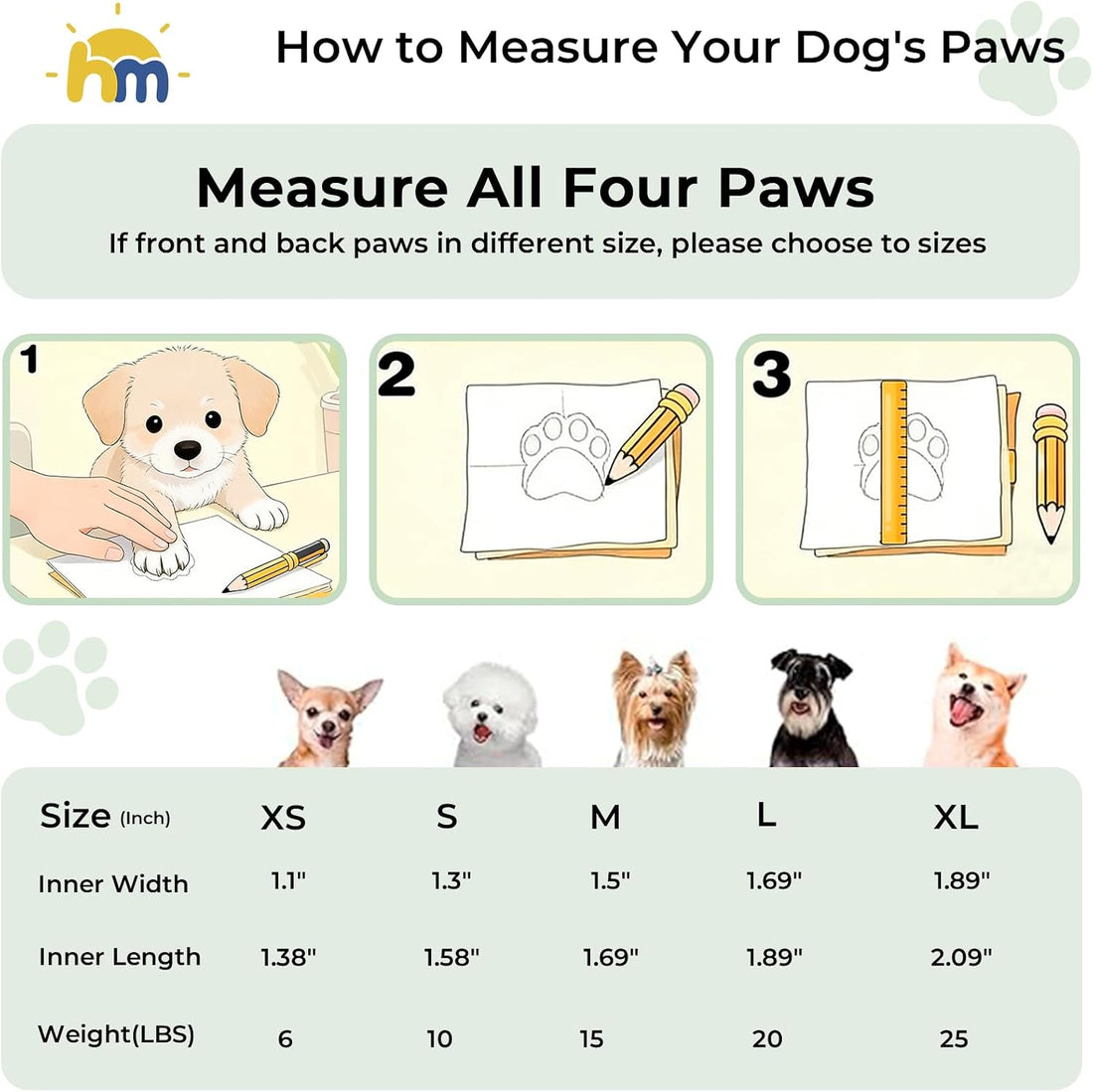 Haloumoning Dog Shoes Waterproof Non-Slip Booties for Small Medium