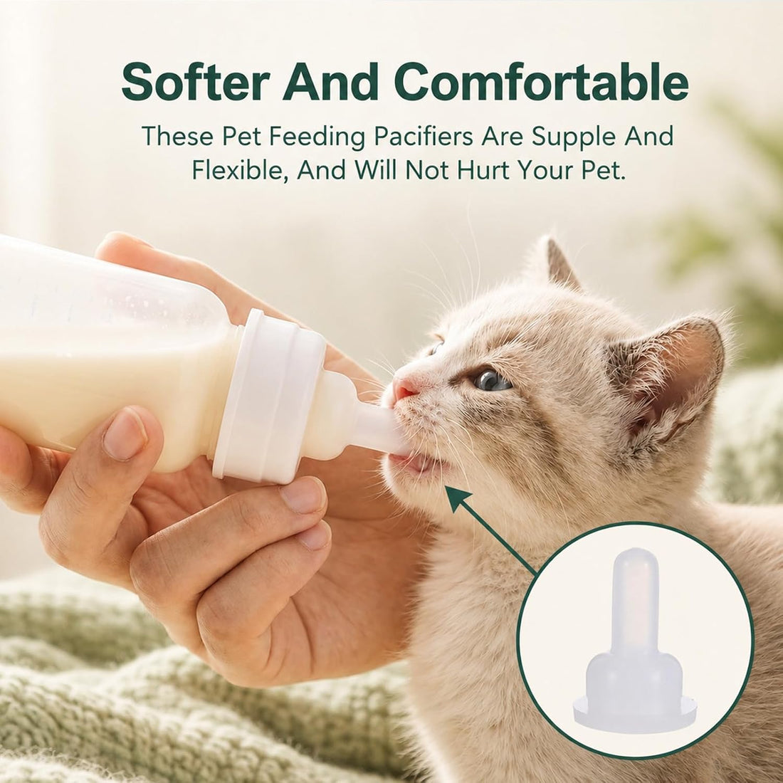 50 Pcs Kitten Nipples for Feeding,Rubber Soft Bottle Nipples