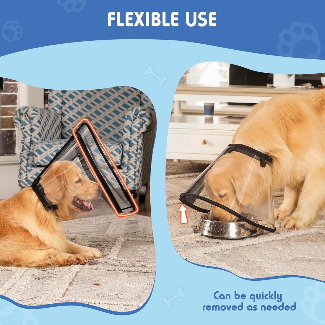 Dog Cone, Transparent Recovery Collar for Large Dogs