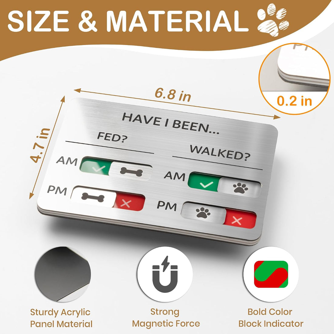 EliteSign Dog Feeding Reminder Sign, Pet Feeding Tracker with Magnet