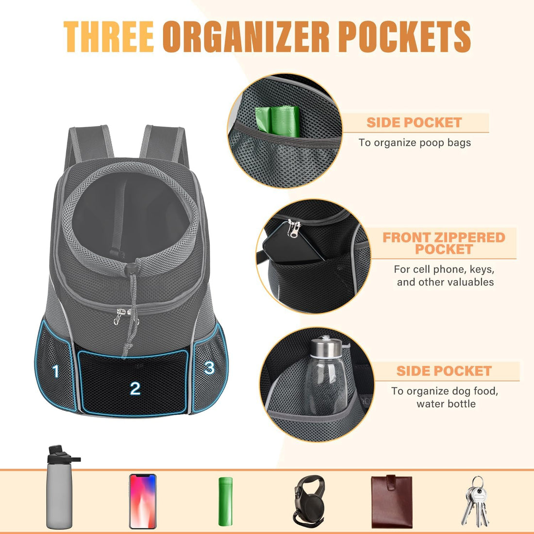 YUDODO Dog Front Carrier Backpack, Adjustable Breathable Dog Backpack
