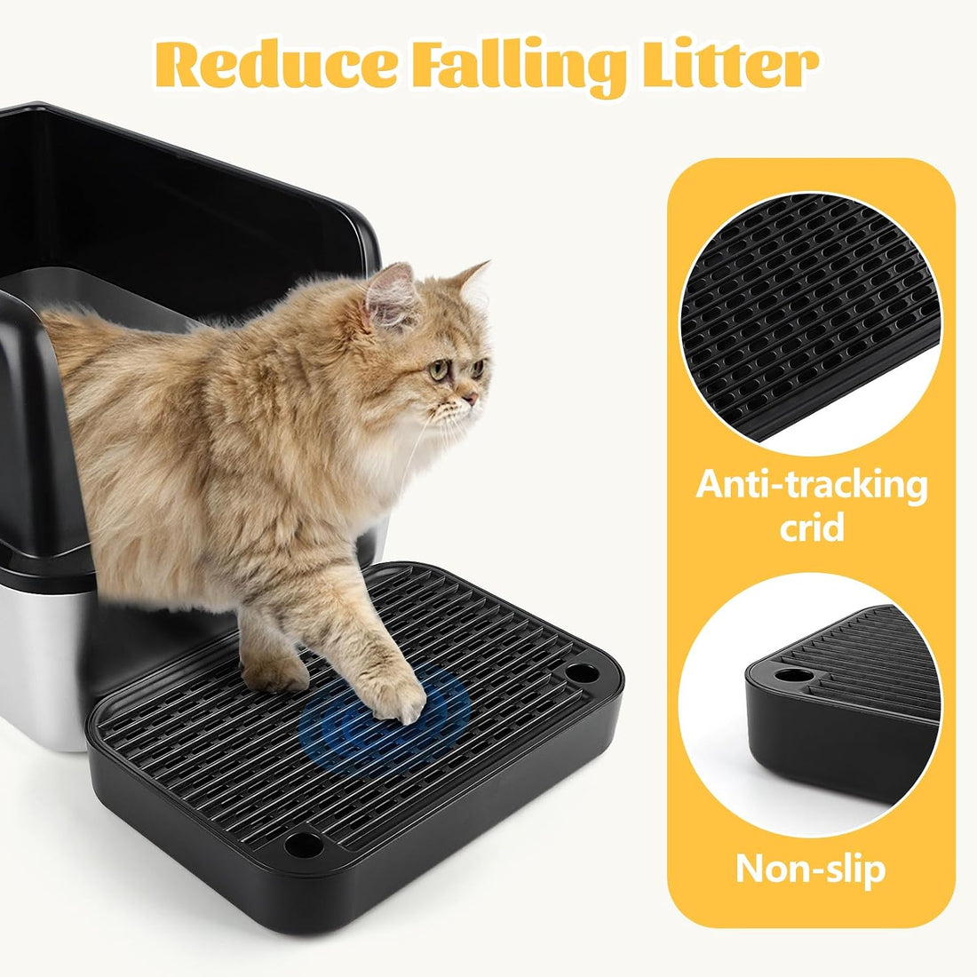 Bartuke Litter Box Step, Cat Step/Ramp/Catcher with Filter Function
