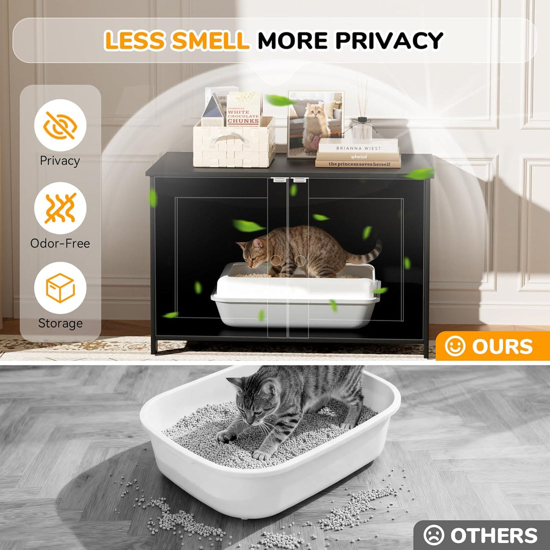 Cat Litter Box Enclosure Furniture Dog Proof