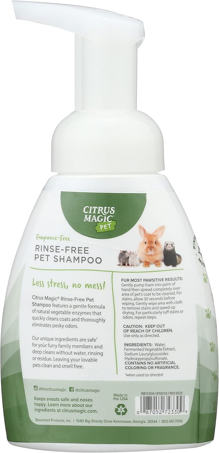 Citrus Magic Pet Rinse-Free Pet Shampoo, 8-Fluid Ounce