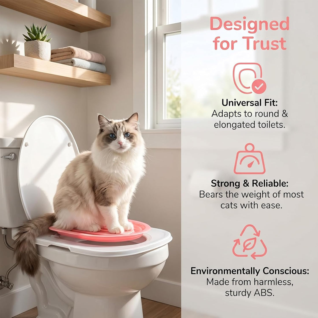 Cat Toilet Trainer Kit, Universal Cat Toilet Training Systems, Pink