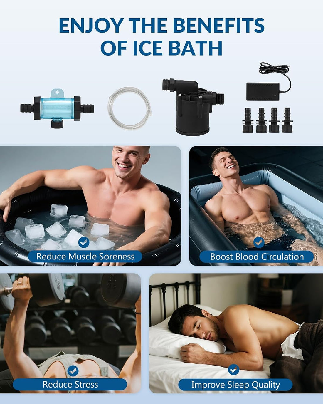 BAOSHISHAN Ice Bath Accessories Kit for Ice Bath Tub & Chiller Systems