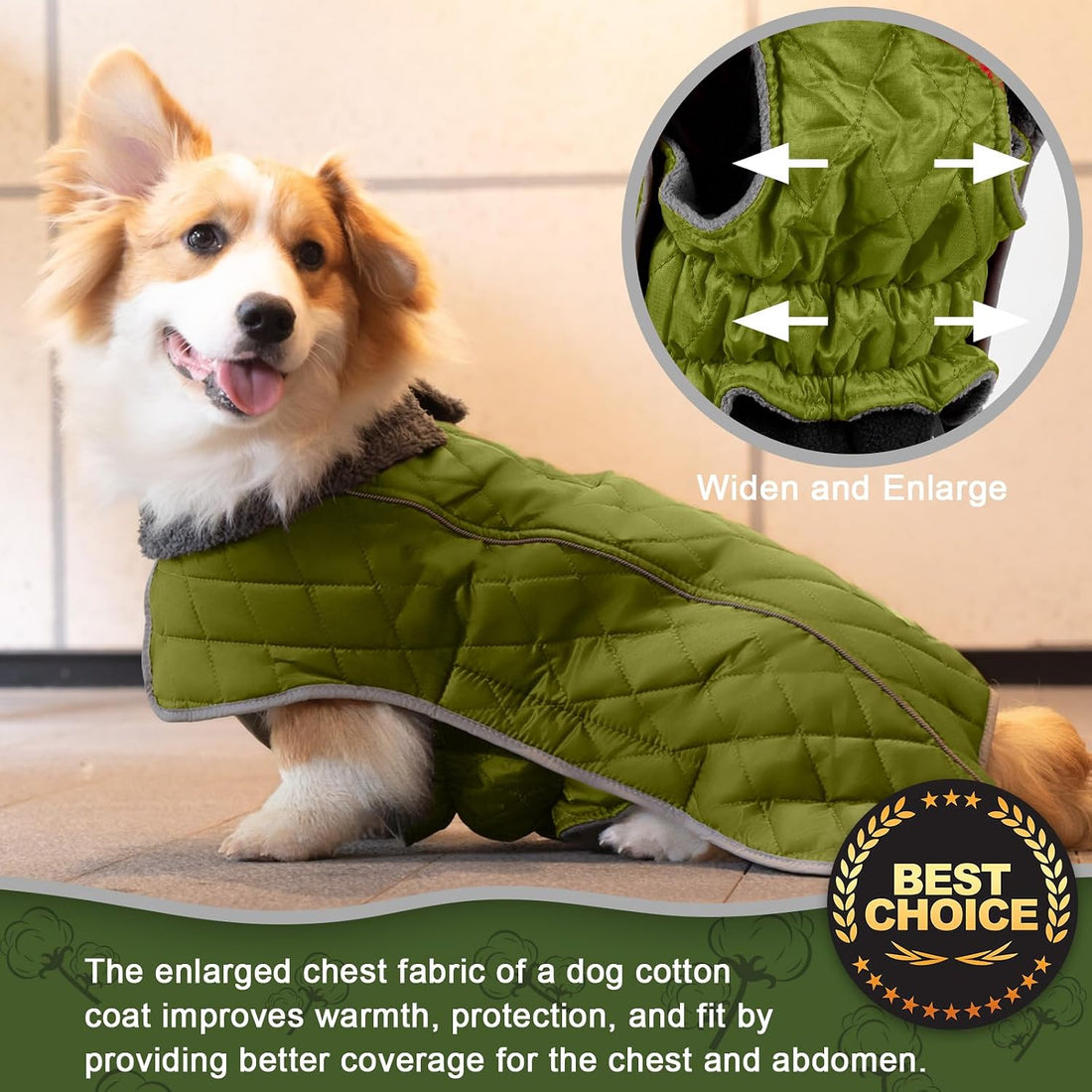 Dog Winter Coat with Waterproof Zipper Harness Hole, Fleece Dog Jacket