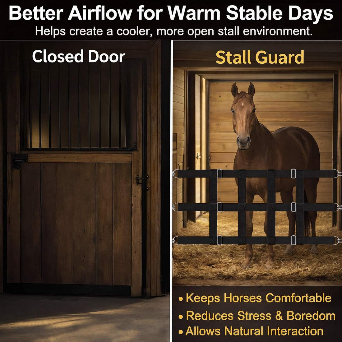 Aliceset Stall Guards for Horses 48" x 18" with Adjustable Strap