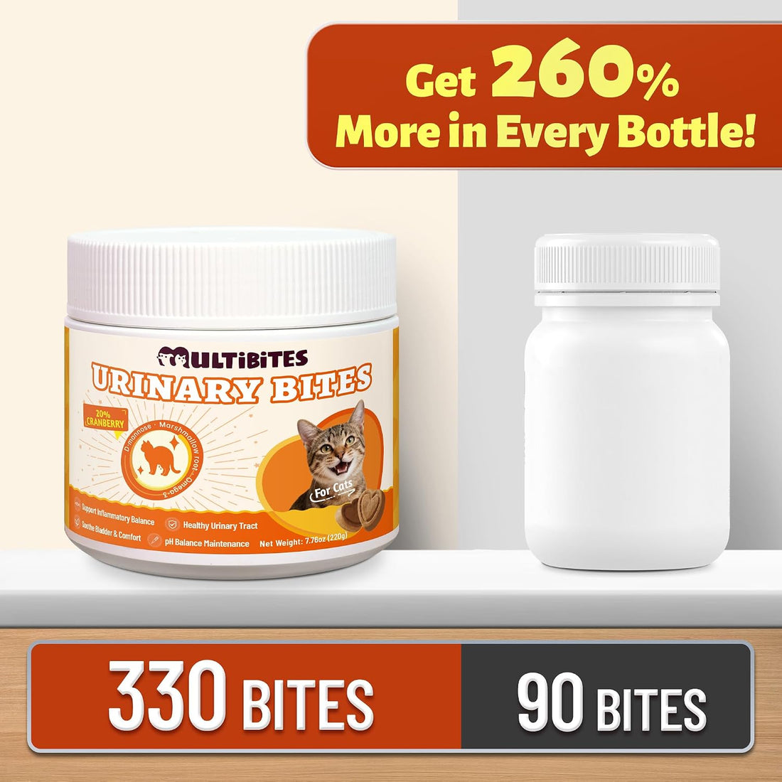 330 Bites Cat Urinary Supplement with Cranberry, Chicken Flavor