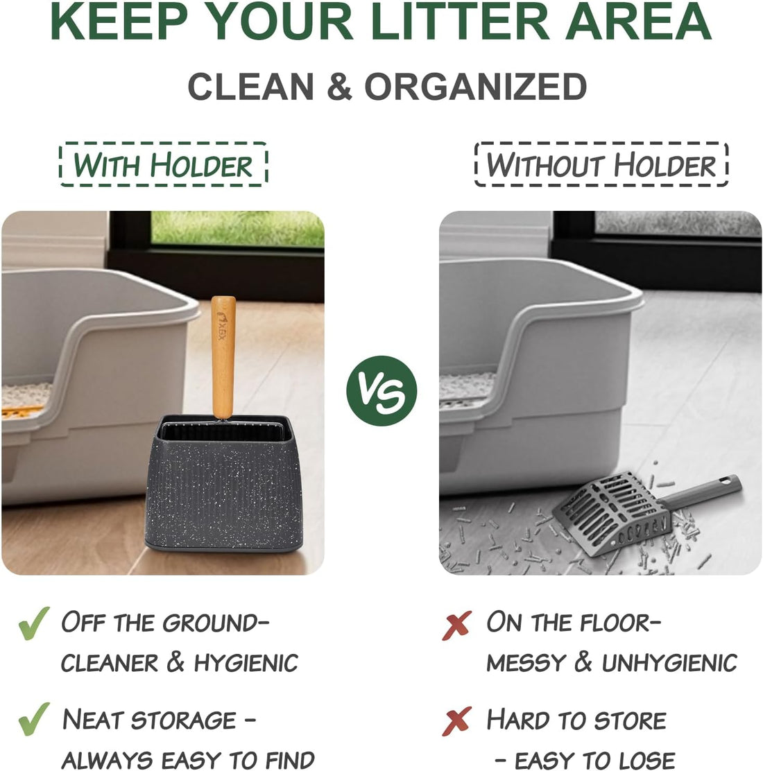 XBX Cat Litter Scoop with Holder, Heavy Duty Litter Sifter