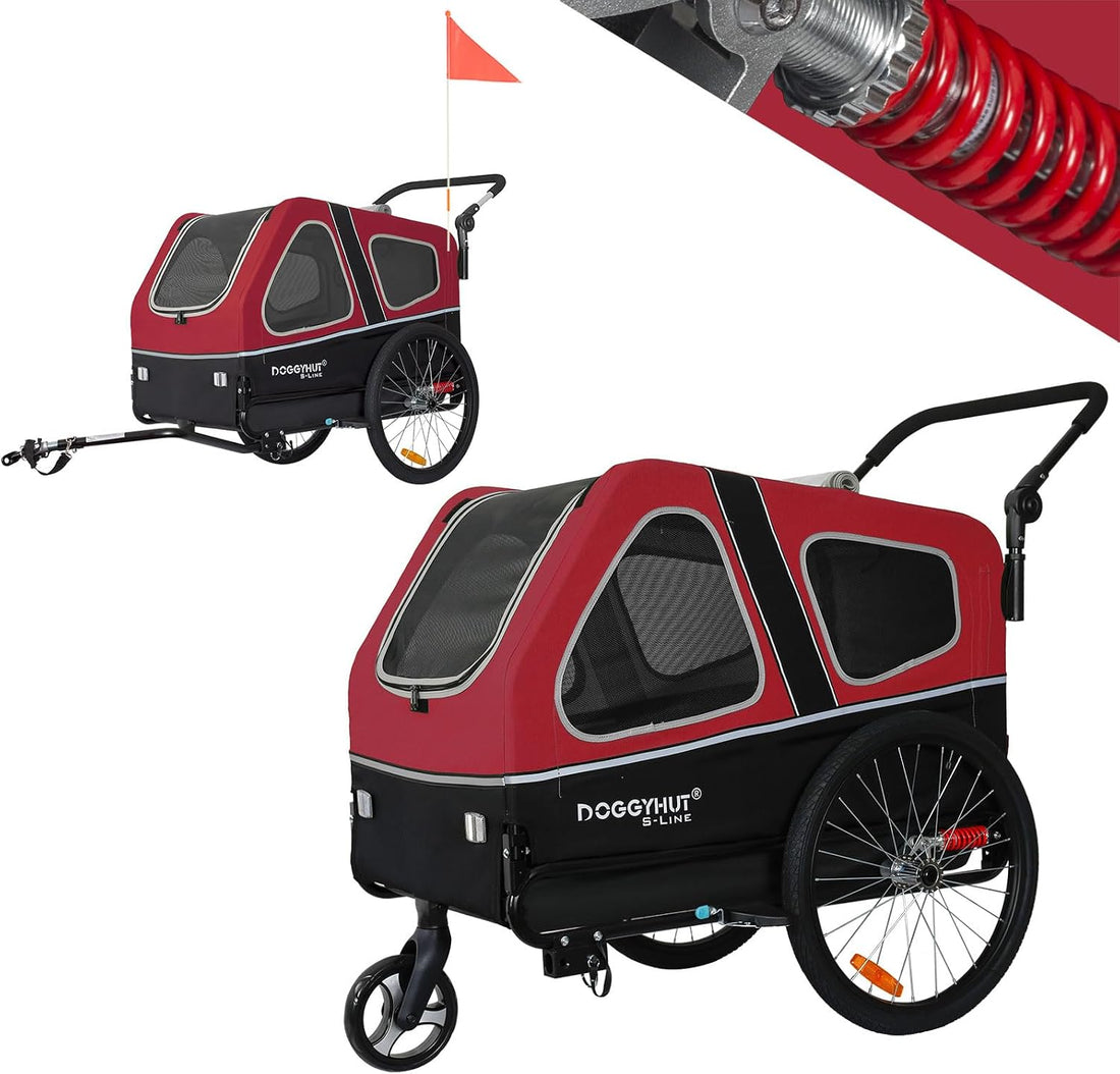 DOGGYHUT® S-Line XL Pet Bike Trailer & Stroller for Large Dogs Up