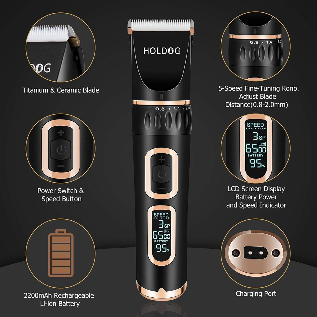 Dog Clippers Professional Heavy Duty Grooming Clipper 3-Speed Low