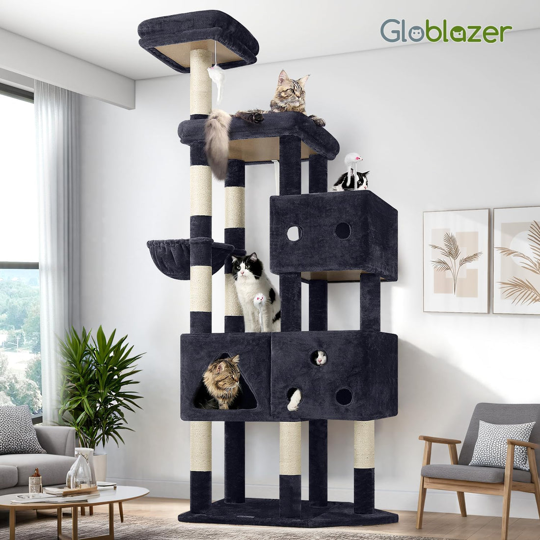 Globlazer Extra Large Cat Tower for Big Cats 20 lbs, 81in, F81