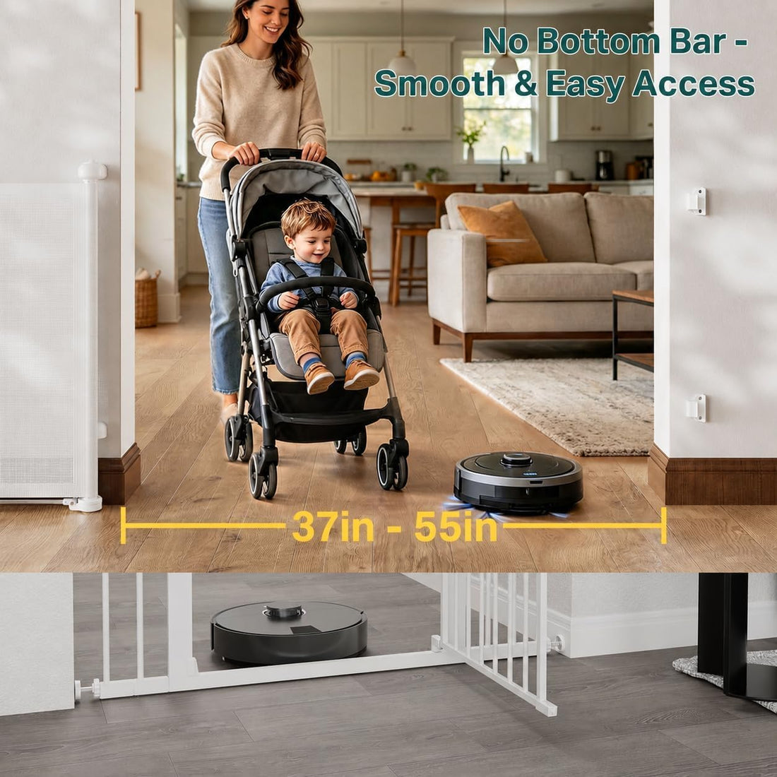 Cumbor 37-55" Retractable Baby Gates for Stairs & Doorways