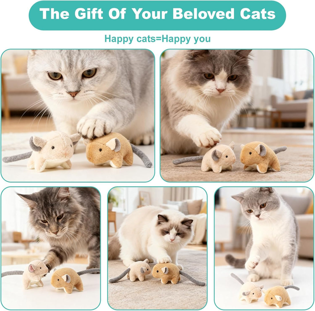 Plush Catnip Mice Toys with Rattle Sound- 2 Pcs Interactive Cat Toys