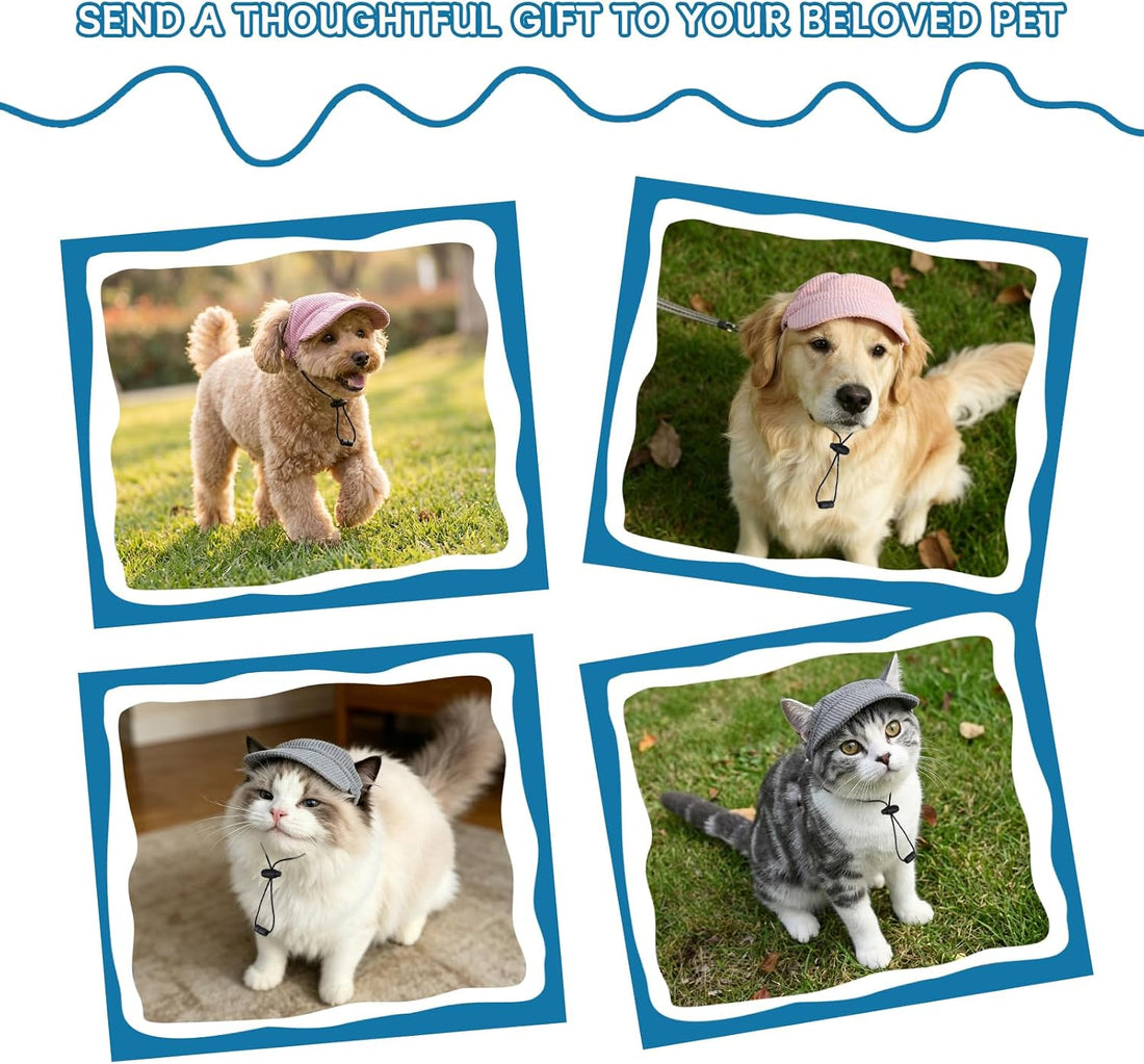 Dog Sun Hat with Ear Openings, Dog Baseball Cap with Anti-Slip Strap