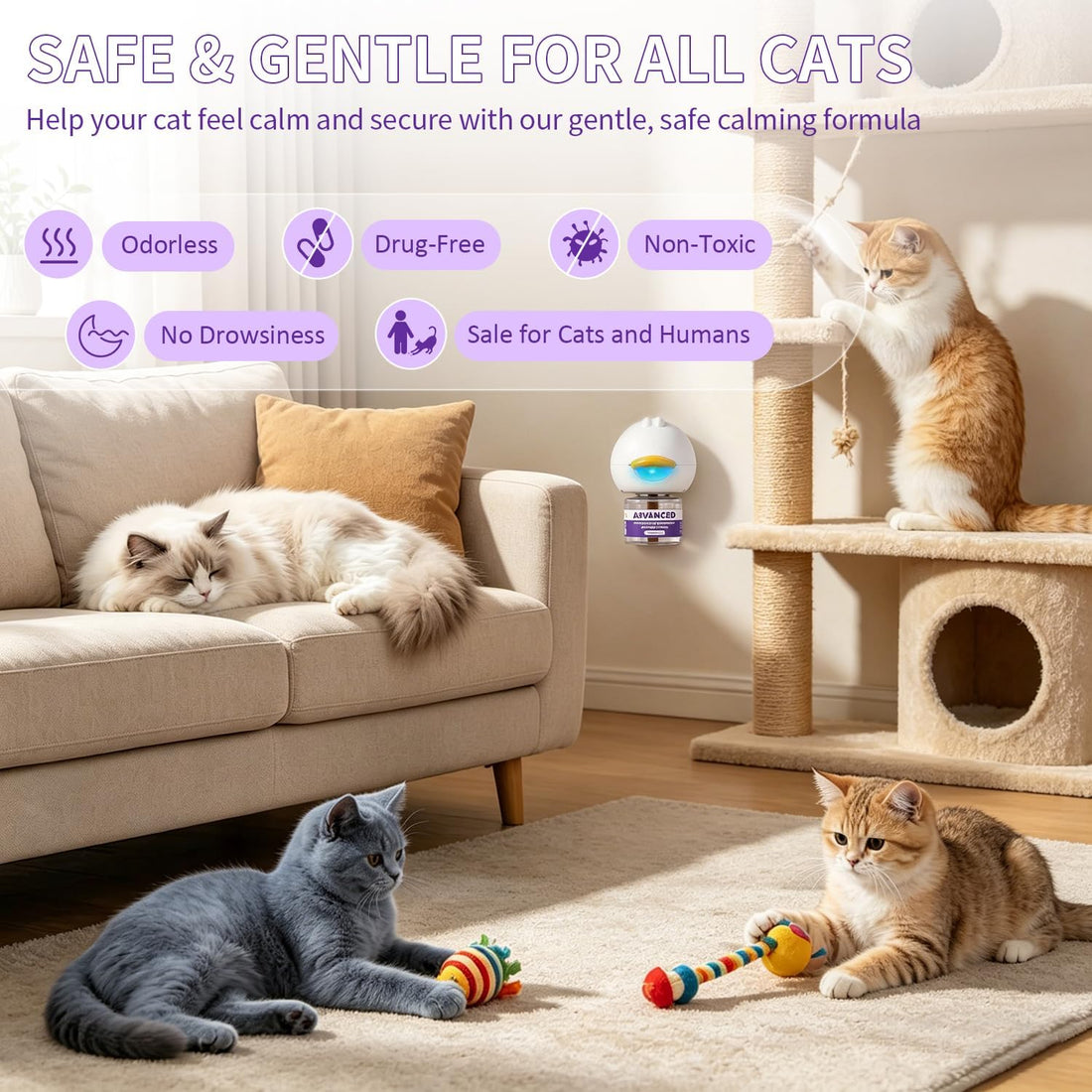 Cat Calming Diffuser Kit with 2 Diffusers & 4 Refills