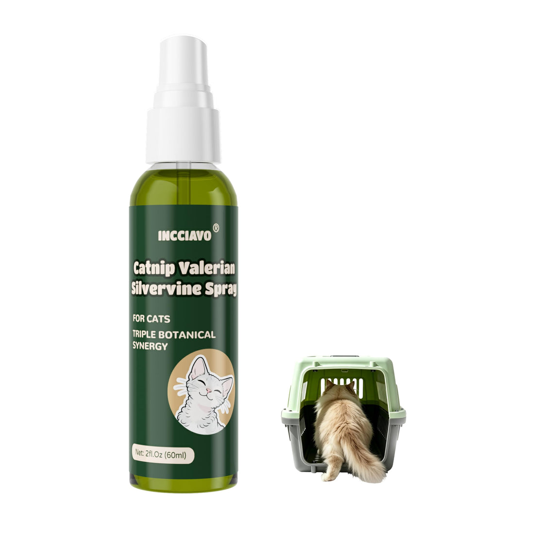 INCCIAVO Silvervine Spray for Cats with Catnip and Valerian