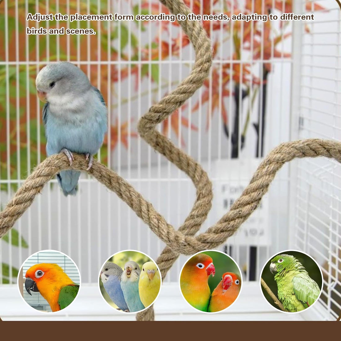 3pcs Bird Rope Perch for Parrots,Bird Cage Climbing Rope Toys