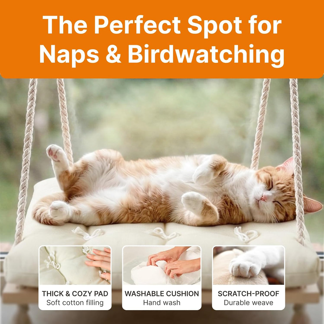 Cat Window Perch with Industrial-Grade Suction Cups