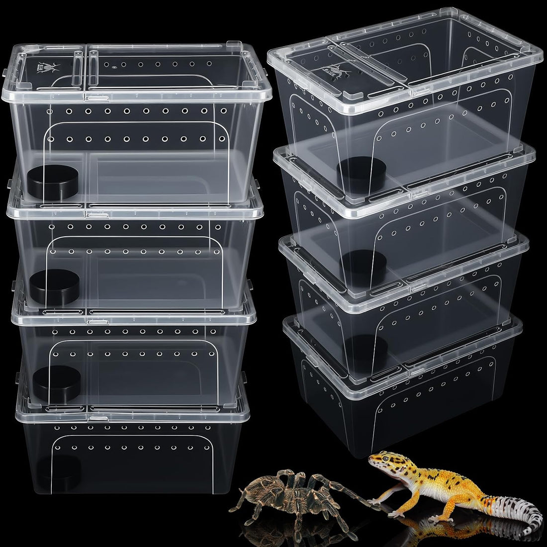 8 Pcs Reptile Breeding Box, Vent Strips, Clear, 10.6 x 7.4 x 4.7 Inch