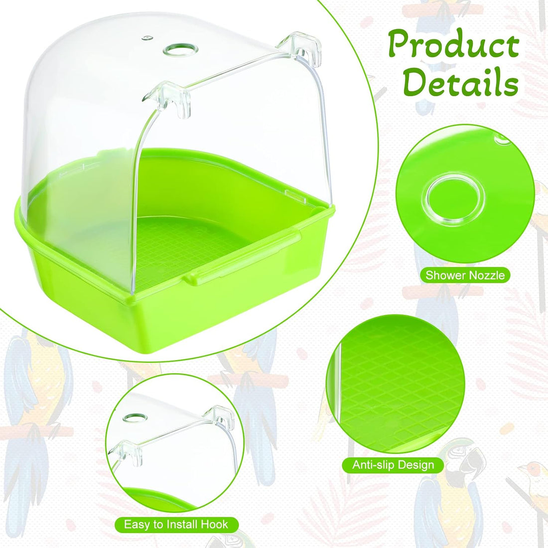Honeydak 3 Pieces Clear Bird Bath for Cage Parakeet Bird Cage