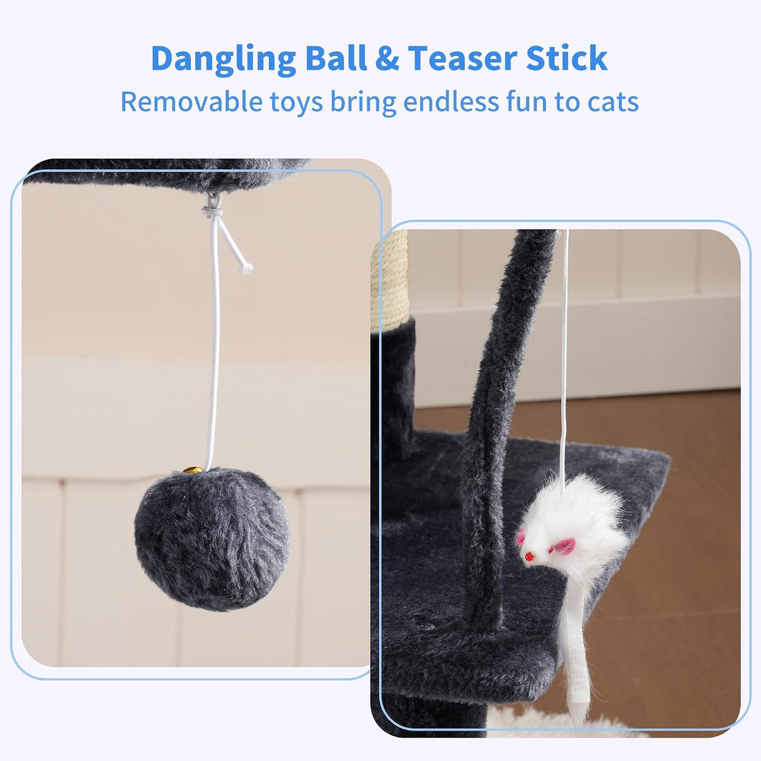 Heybly Cat Tree with Toy, Cat Tower condo for Indoor Cats