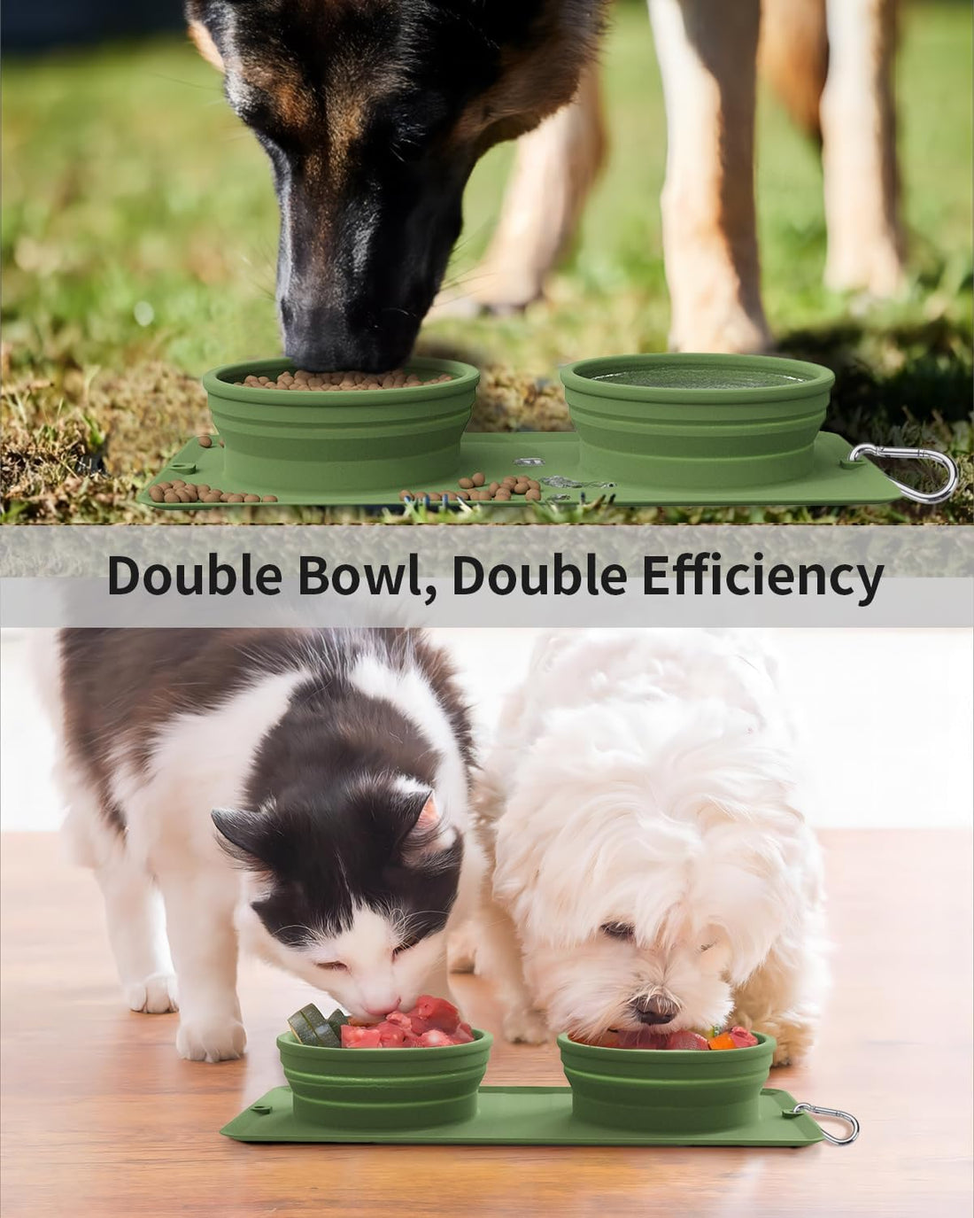Collapsible Portable 2-in-1 Dog Bowl