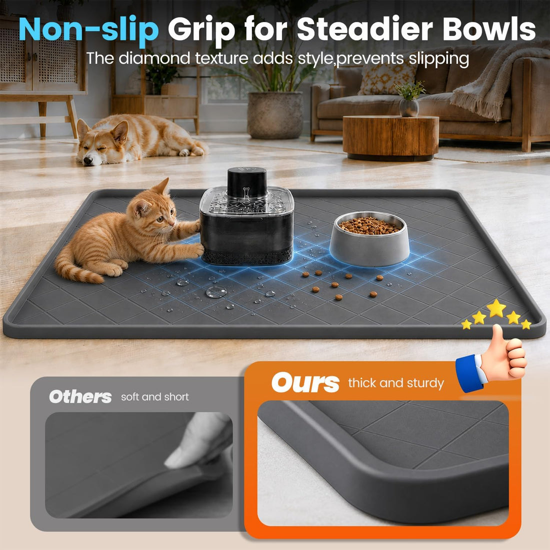 53.9" L x 28" W Extra-Large Silicone Dog Feeding Mat