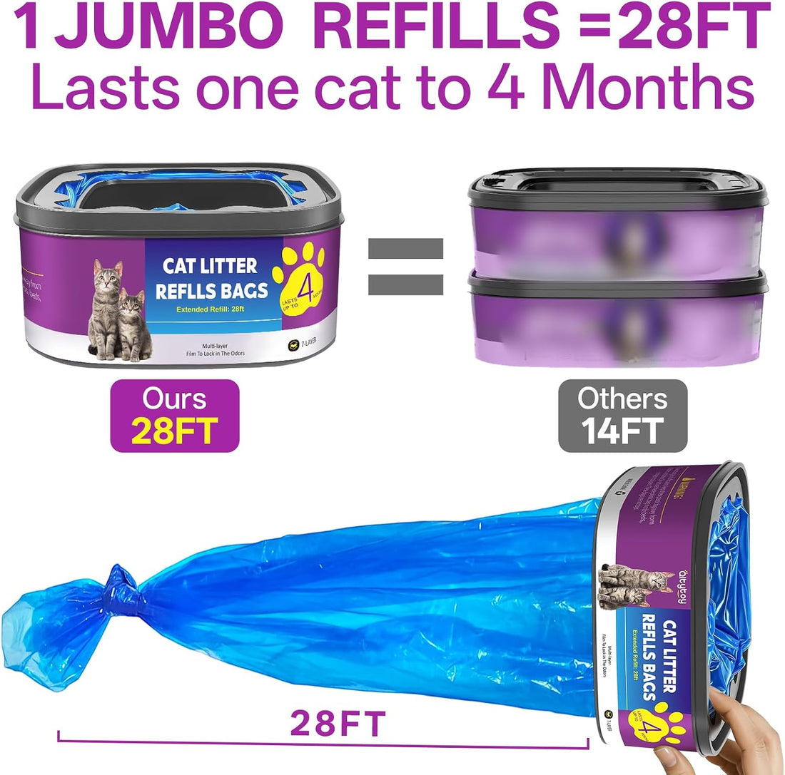 Feoxialy Cat Litter Refill Bags Jumbo 28FT 2 Pack Up to 8 Months