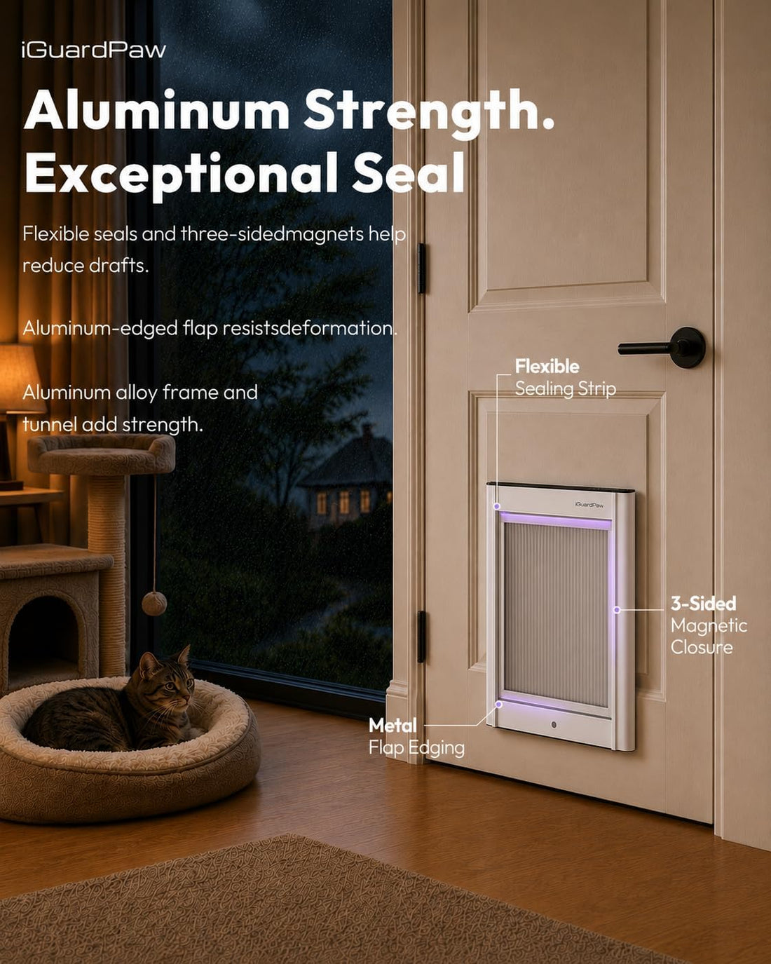Cat Door with Collar Sensor, Automatic Cat Door, with Curfew, XS