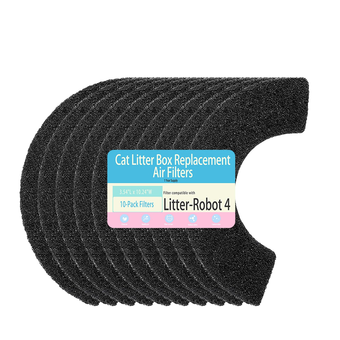 10 Pack Carbon Filters Compatible with Litter Robot 4,Cat Litter Box