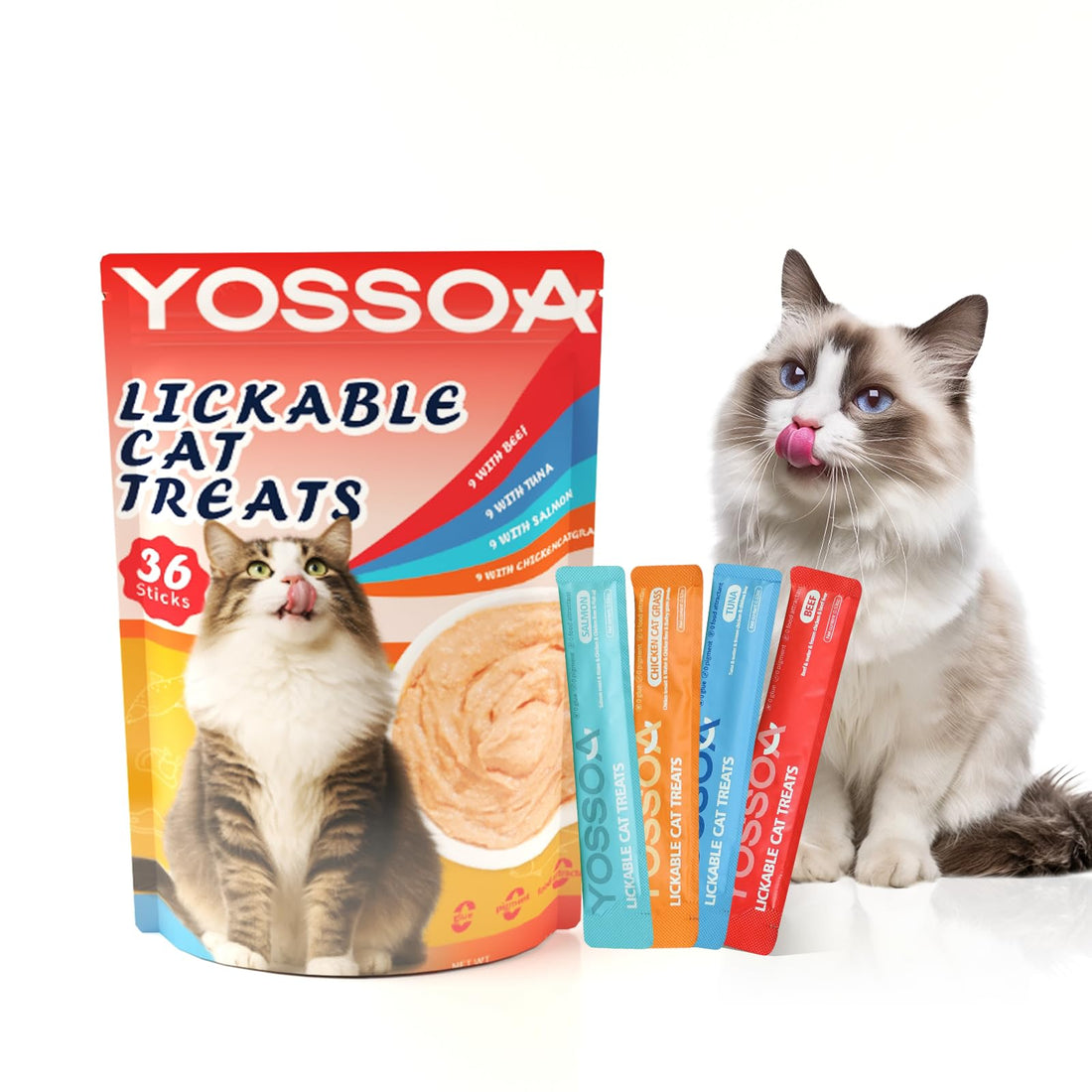 YOSSOA Lickable Cat Treats Variety Pack