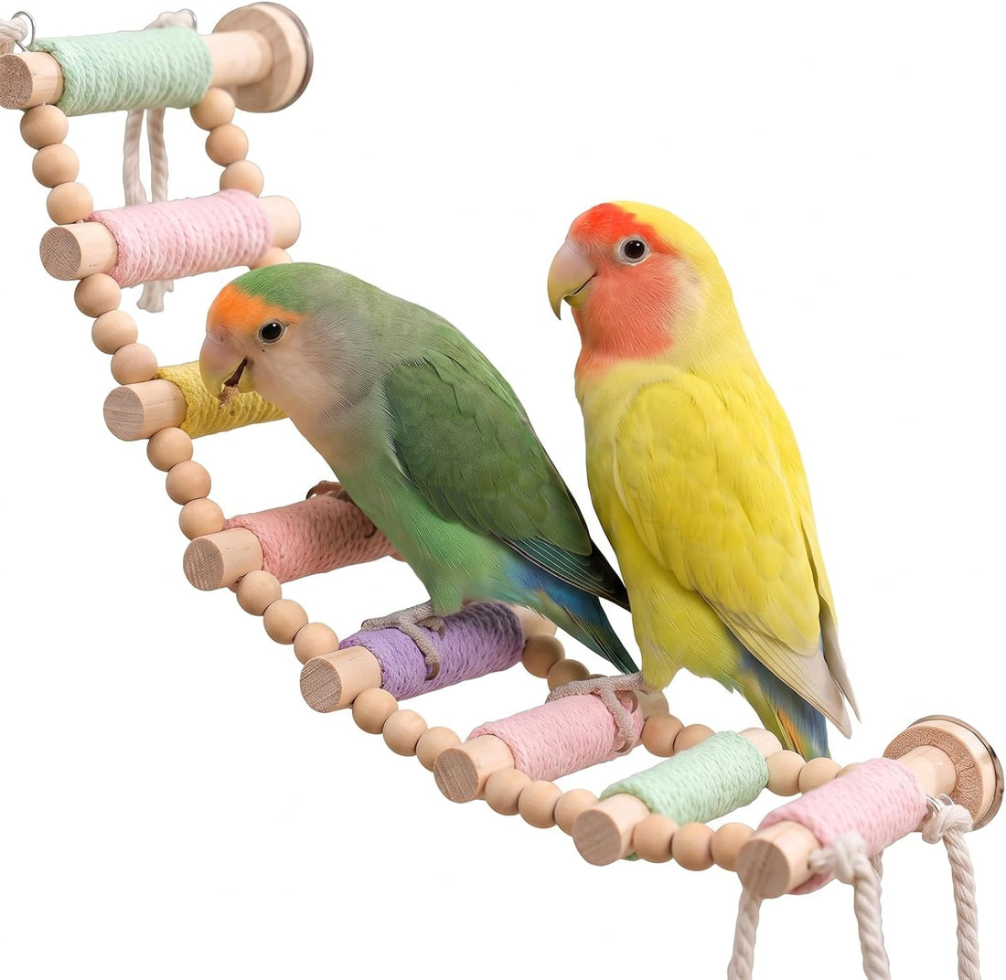 Bendable 10‑Step Parrot Rope Ladder Perch for Small Parrots