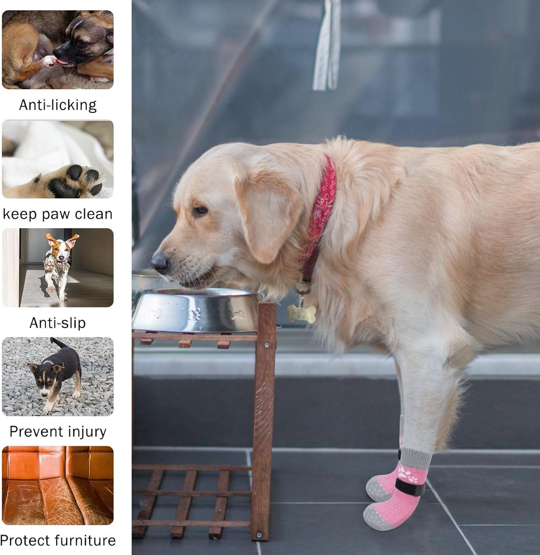 SCENEREAL Anti Slip Dog Sock to Prevent Licking Paws for Hardwood