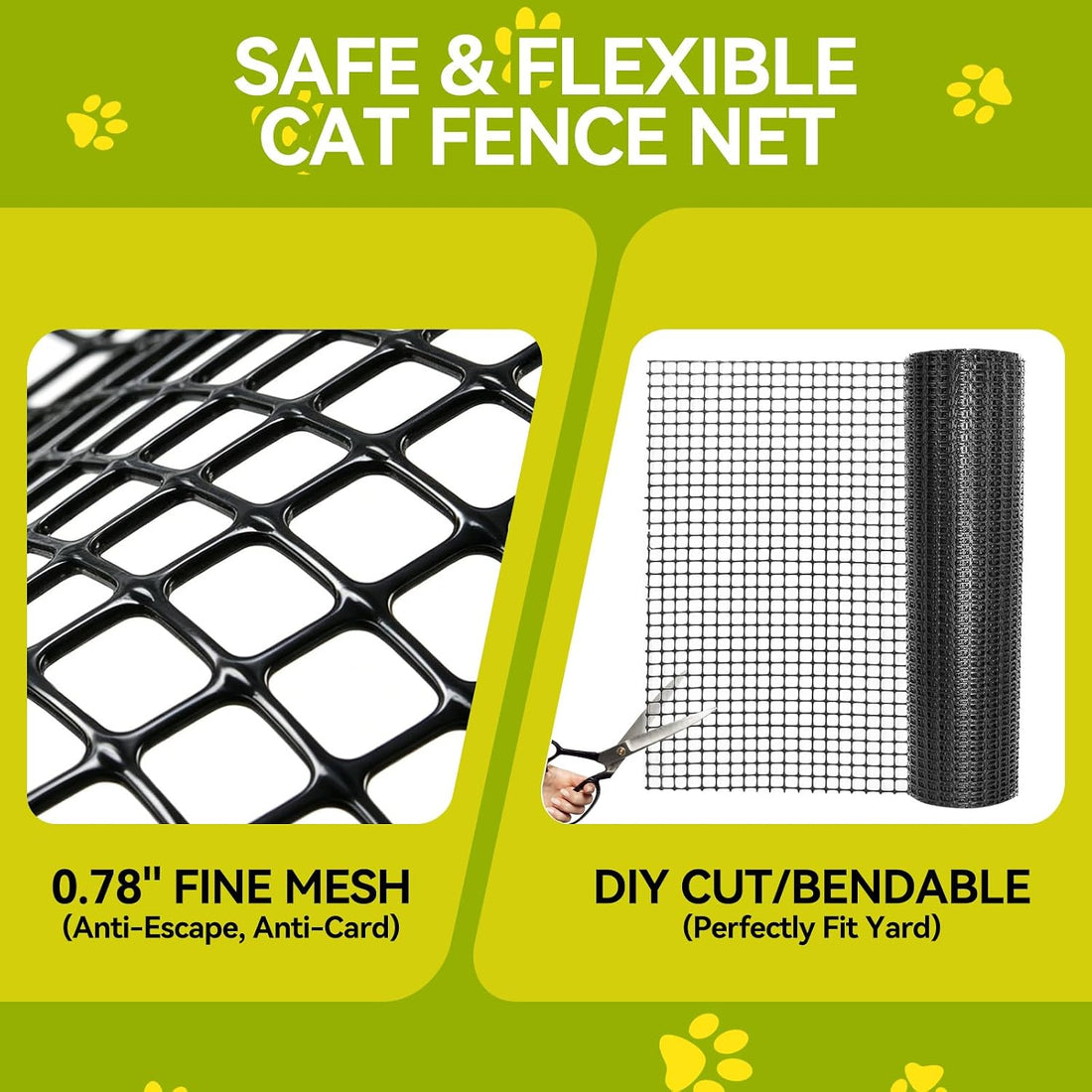 Cat Fence Outdoor Barrier 33FT, Cat-Proof Fence Topper System