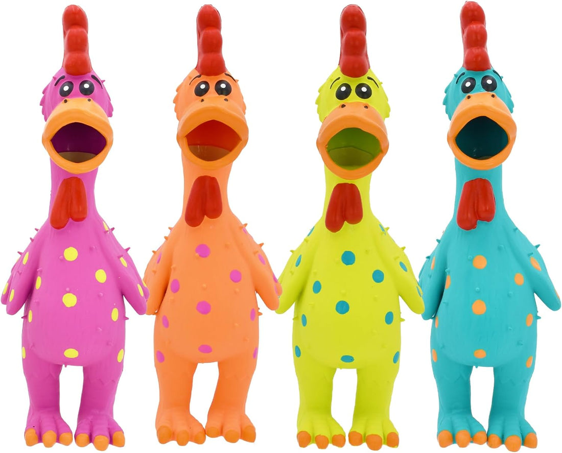 Multipet's Mini Globken Latex Plush Filled Polka Dot Chicken Dog Toy