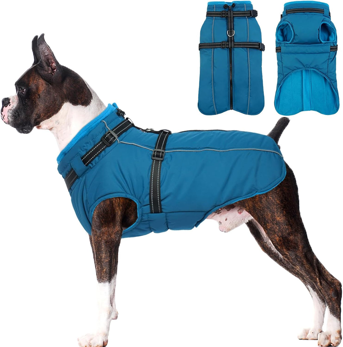 Lelepet Dog Winter Coat Waterproof Dog Jacket with Harness Built in
