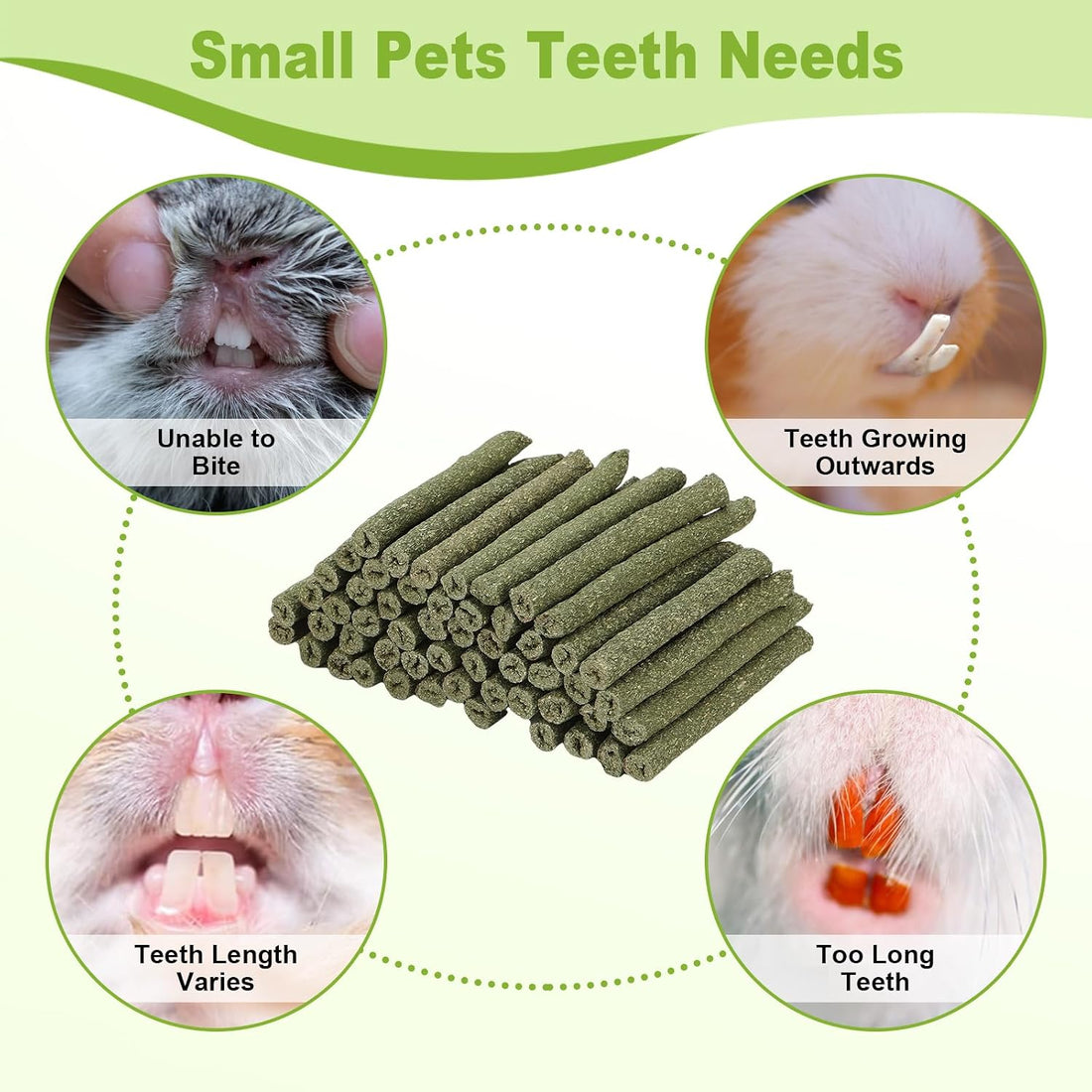 100PCS Timothy Hay Sticks for Rabbits Guinea Pigs Chinchillas Chew