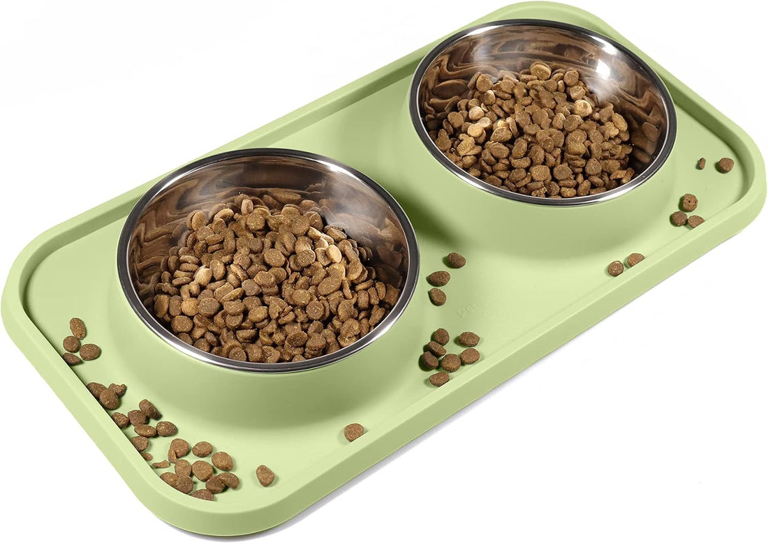 L.D.Dog Cat Food Bowls, Cat Bowls Non-Skid and Non-Spill Silicone