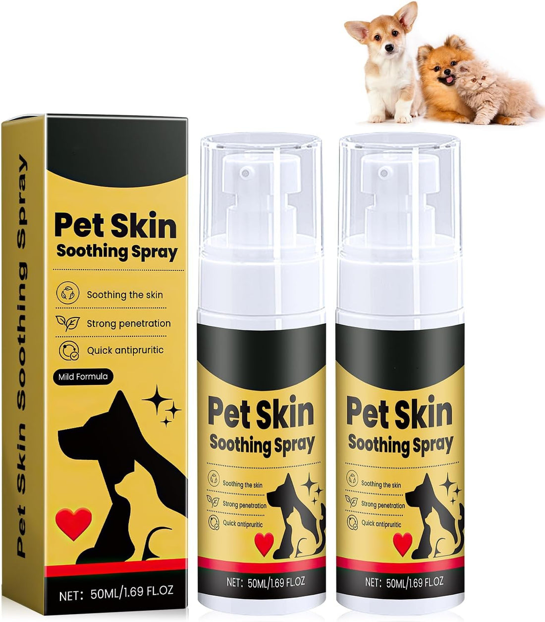 2Pcs Pet Skin Soothing Spray for Dogs,Pet Skin Treatment Spray