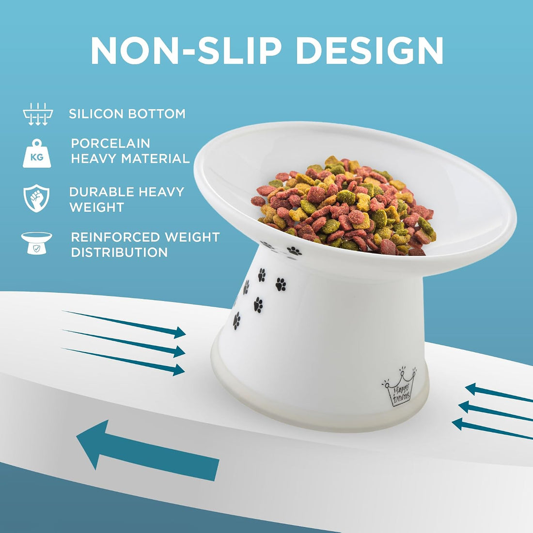 Necoichi Elevated Cat Food Bowl, Ceramic, Whisker-Friendly