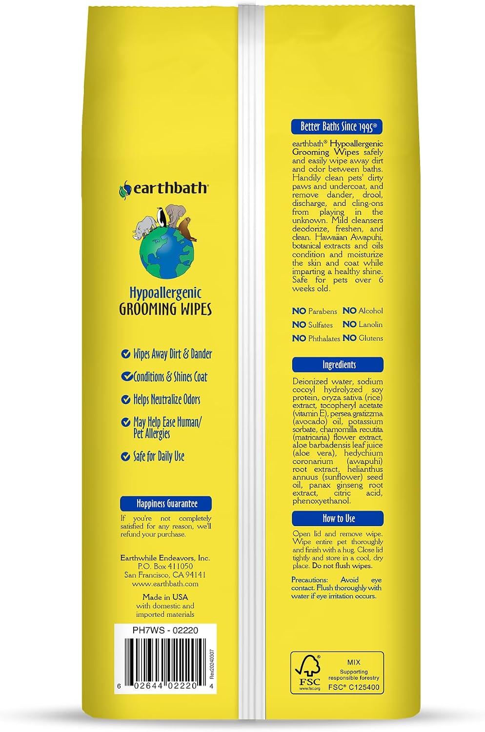 earthbath, Hypo-Allergenic Grooming Wipes